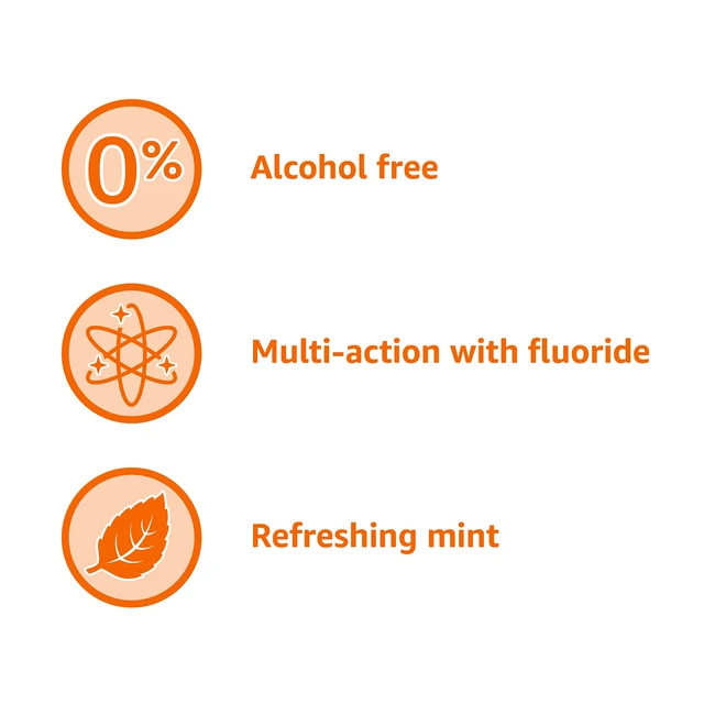 Alt view image 4 of 5 - Amazon Basics Fluoride Mouthwash for Adults, Anticavity, Alcohol Free, Bad Breath Control, Strengthens Teeth, Refreshing Mint Flavor, 1L