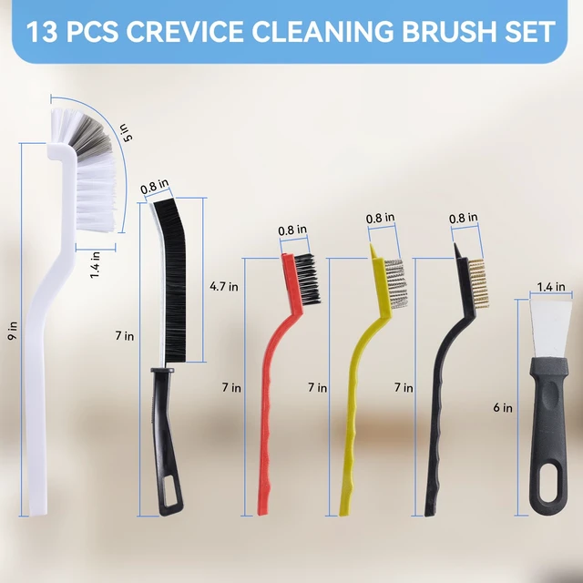 Alt view image 2 of 6 - 13 Pcs Crevice Cleaning Brush, Hard Bristle Scrub Brushes for Kitchen, Bathroom, Corner, Sink, Cup, Bottle
