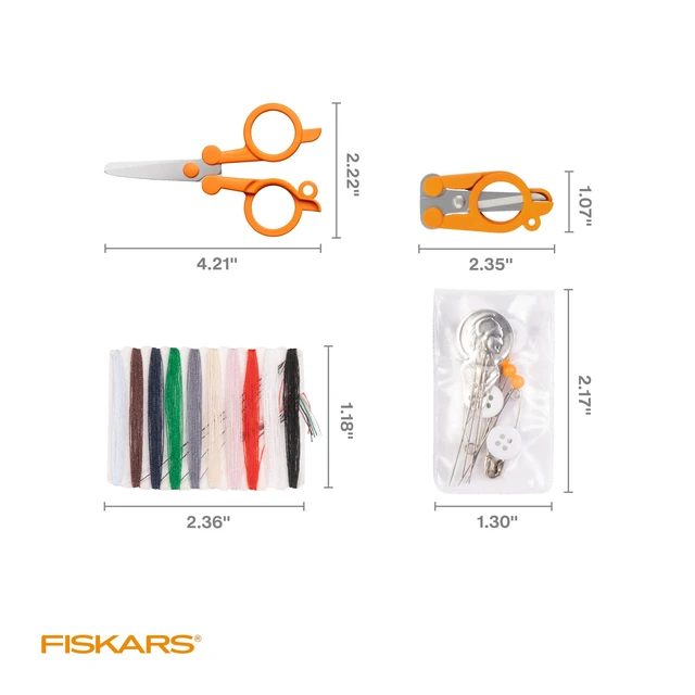 Alt view image 2 of 6 - Fiskars 27-Piece Travel Sewing Kit with 39" Measuring Tape, Orange