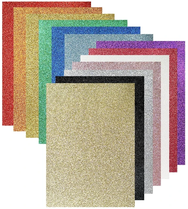 Main image of Sukh 14 Colors 250GSM A4 Glitter Cardstock Paper 20pcs Thick Craft Halloween Christmas Valentines Gift Box Wrapping DIY Wedding Birthday Party Sparkle Decor Scrapbook
