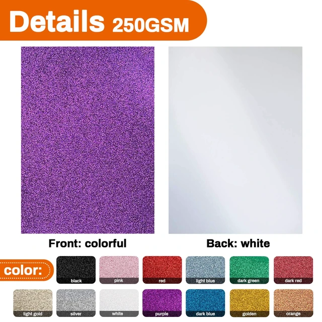 Alt view image 4 of 7 - Sukh 14 Colors 250GSM A4 Glitter Cardstock Paper 20pcs Thick Craft Halloween Christmas Valentines Gift Box Wrapping DIY Wedding Birthday Party Sparkle Decor Scrapbook