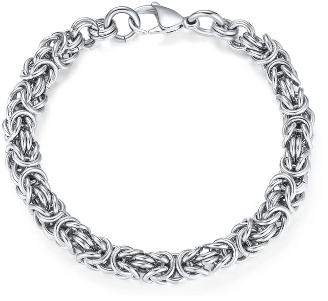 Main image of Handmade Stainless Steel Byzantine Chain Bracelet for Men | Round Mesh Design | Secure Lobster Claw Clasp Lock | Hypoallergenic, Durable Stylish, Comfortable & Waterproof Jewelry