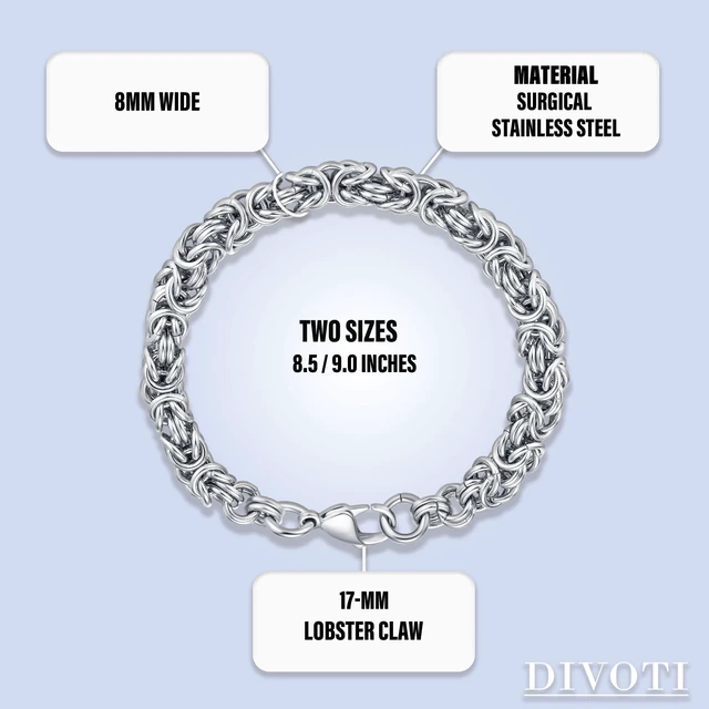 Alt view image 2 of 3 - Handmade Stainless Steel Byzantine Chain Bracelet for Men | Round Mesh Design | Secure Lobster Claw Clasp Lock | Hypoallergenic, Durable Stylish, Comfortable & Waterproof Jewelry