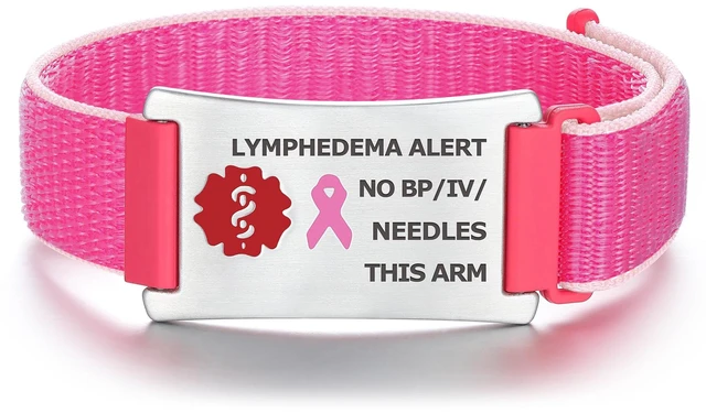 Main image of Divoti Lymphedema Medical Alert Bracelet for Women - Custom Engraved Stainless Steel ID Band - Alert: NO BP/IV/Needles This Arm - Medical Jewelry for Post-Mastectomy Care | Style