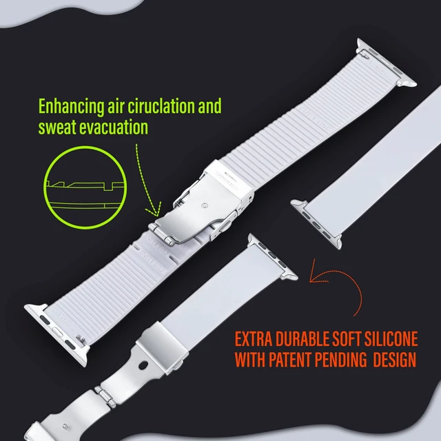 Alt view image 3 of 4 - Hibiscus Engraved Silicone Sport Bands Compatible with Apple Watch, Silver Buckle/Baby Pink - 41/40/38-MM