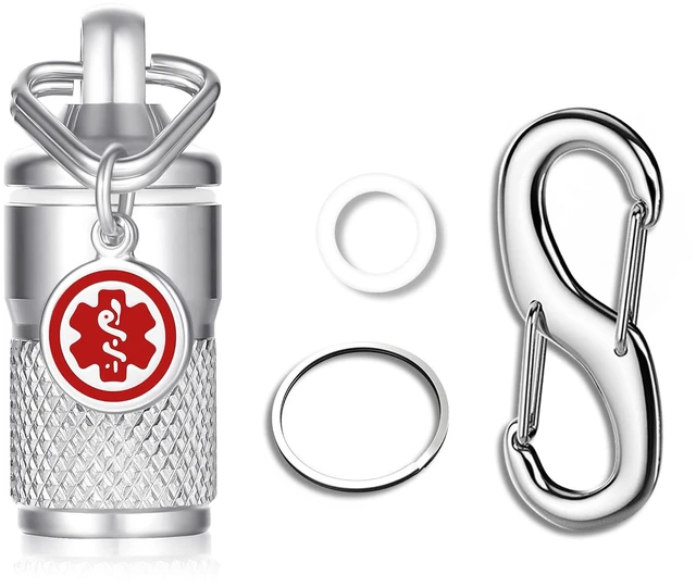 Main image of Divoti Precision CNC Machined Stainless Steel Emergency Pill Holder Keychain - Micro