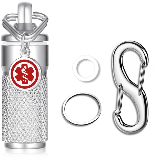 Main image of Divoti Precision CNC Machined Stainless Steel Emergency Pill Holder Keychain - Small