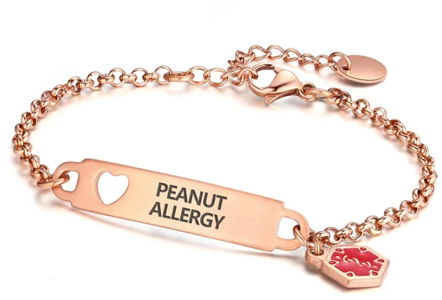 Main image of Pre-Engraved Medical Alert ID Bracelet Simple Rolo Chain Stainless Steel Silver, Water Proof with First Aid Symbol Personalized for Women Health Jewelry