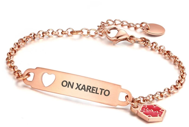 Main image of Pre-Engraved Medical Alert ID Bracelet Simple Rolo Chain Stainless Steel Silver, Water Proof with First Aid Symbol Personalized for Women Health Jewelry