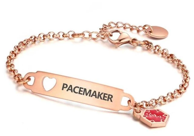 Main image of Pre-Engraved Medical Alert ID Bracelet Simple Rolo Chain Stainless Steel Silver, Water Proof with First Aid Symbol Personalized for Women Health Jewelry