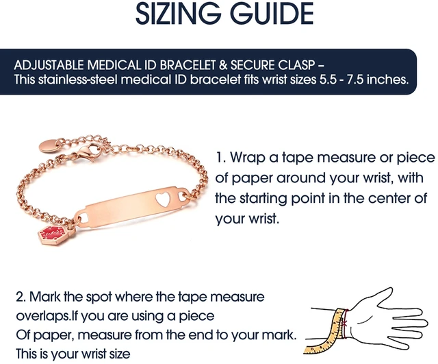 Alt view image 6 of 6 - Pre-Engraved Medical Alert ID Bracelet Simple Rolo Chain Stainless Steel Silver, Water Proof with First Aid Symbol Personalized for Women Health Jewelry on blood thinner