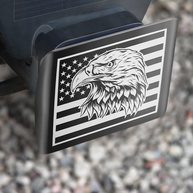 Alt view image 5 of 5 - Steel Hawk Heavy Duty American Flag Eagle 304L Stainless Hitch Cover 2''/G