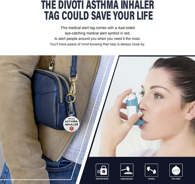 Alt view image 3 of 4 - Asthma Inhaler Inside 1.25" Pre Engraved Stainless Medical Bag Tag