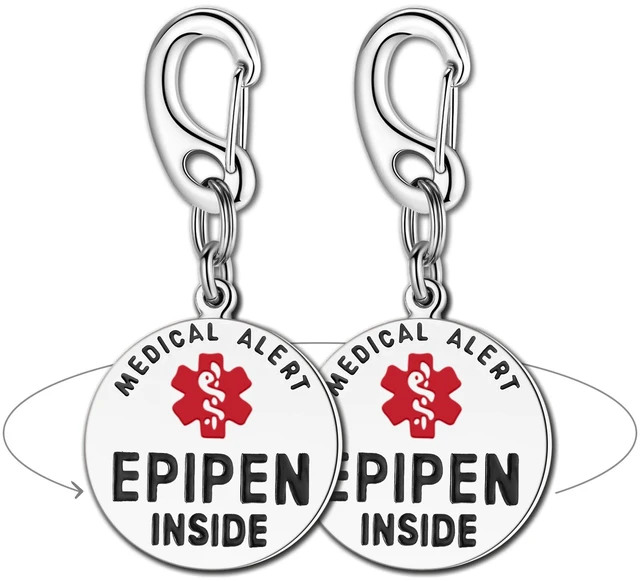 Main image of EpiPen Inside Medical Alert Bag Tag, 1.25", 2-Unit Set