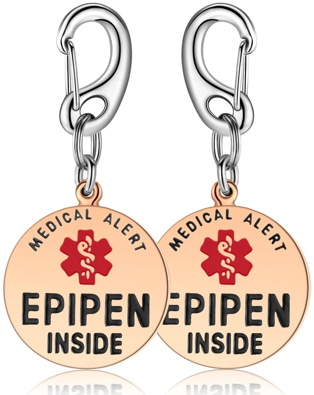 Main image of EpiPen Inside Medical Alert Tag, 1.25" PVD Rose Gold