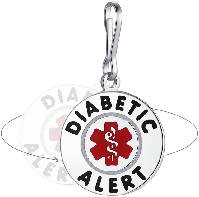 Main image of Diabetic Alert Bag Tag | 1.25" Dual-Sided Stainless Steel Medical Emergency ID for Backpacks, Luggage & Supplies | Zipper Pull