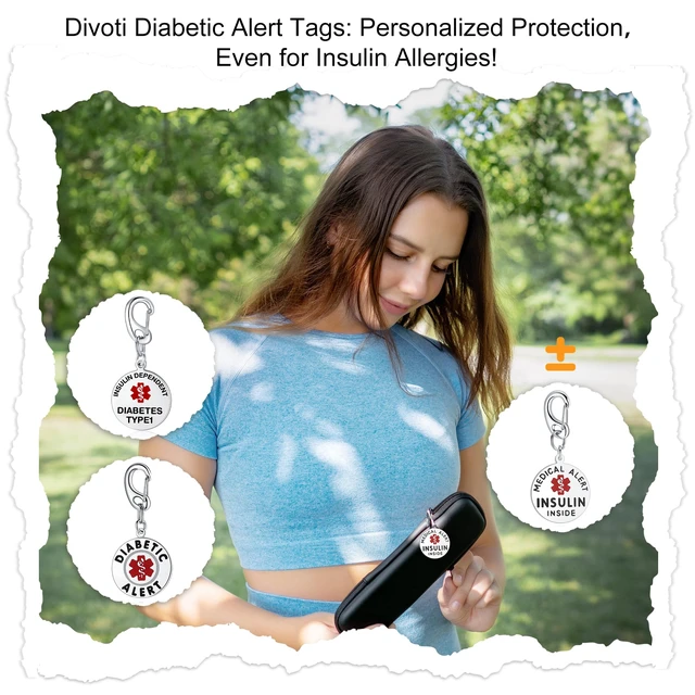 Alt view image 6 of 6 - Diabetic Alert Bag Tag | 1.25" Dual-Sided Stainless Steel Medical Emergency ID for Backpacks, Luggage & Supplies | Zipper Pull