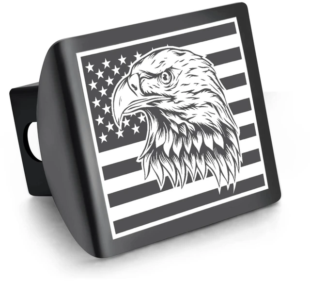 Main image of Steel Hawk Heavy Duty American Flag Eagle 304L Stainless Hitch Cover 2''/BL