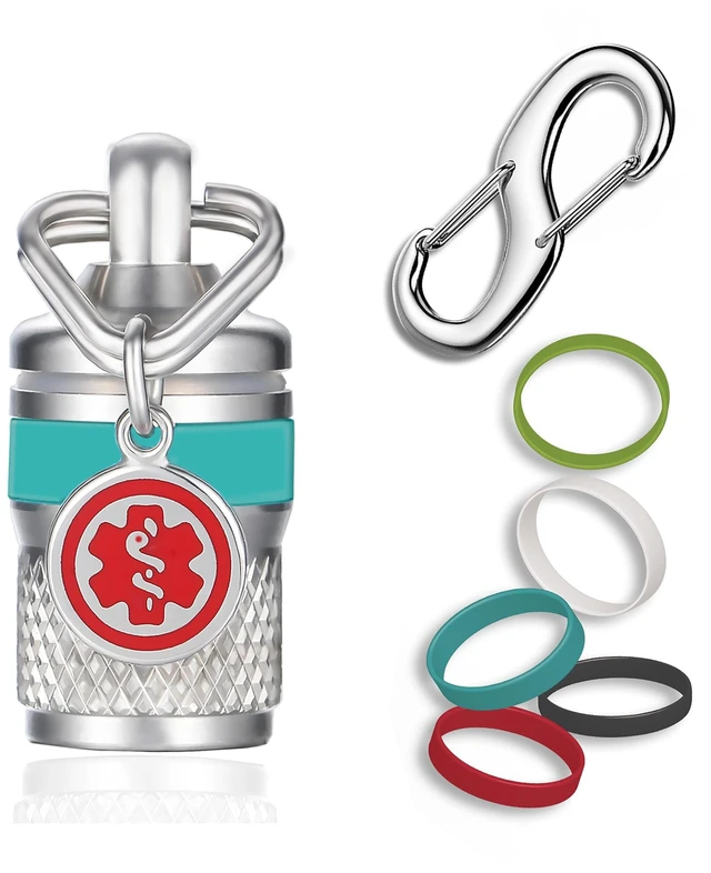 Main image of Divoti Precision CNC Machined Stainless Steel Emergency Pill Holder Keychain - Micro/Silicone Bands
