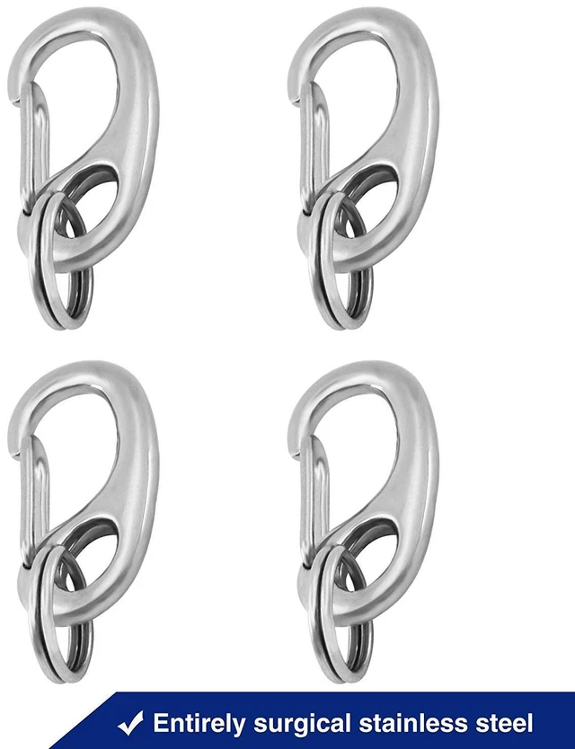 Main image of Pet Tag Quick Clips - 2 Pairs (4 Pieces) Standard Size, Heavy Duty Surgical Stainless Steel Dog Tag Holders for Collars