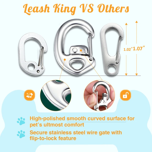 Alt view image 3 of 6 - Stainless Steel Pet Collar Tag Clip, Contour Carabiner-AB Sets
