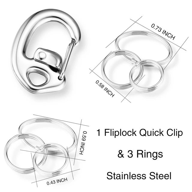 Alt view image 4 of 6 - Stainless Steel Pet Collar Tag Clip, Contour Carabiner-AB Sets