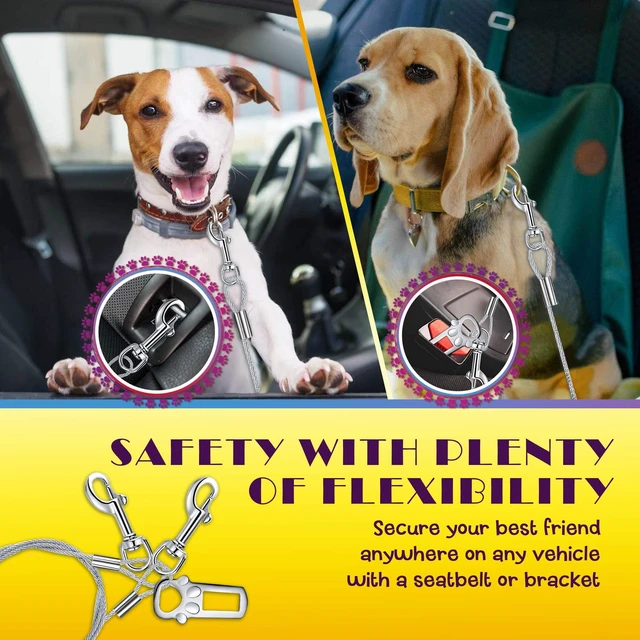 Alt view image 2 of 6 - Chew Proof Surgical Stainless Steel Dog Car Seatbelt, 16 Inches