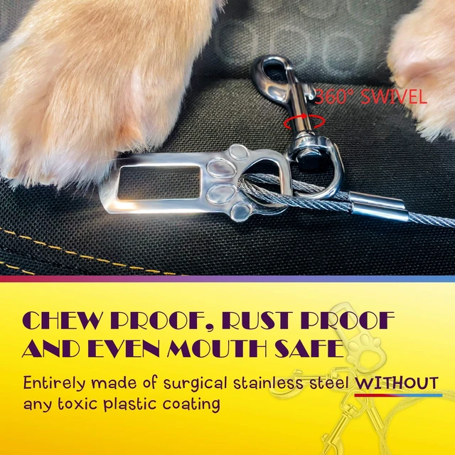 Alt view image 3 of 6 - Chew Proof Surgical Stainless Steel Dog Car Seatbelt, 16 Inches
