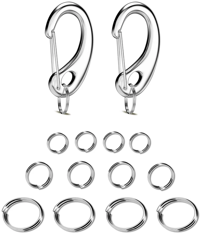 Main image of Leash King Pet Tag Quick Clip/Sping-Load Hook Combo for Pet ID Tags - 2 Medim w/Pack of Split Rings