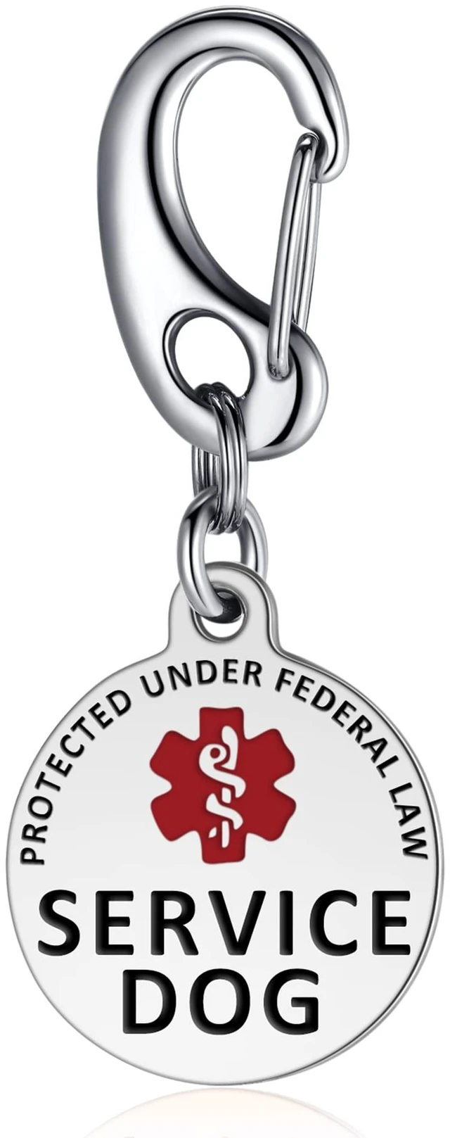 Main image of Professional Service Dog Identification Tag | Emotional Support Animal (ESA) Double-Sided ID | Red Medical Alert Symbol & Federal Law Text | Durable Stainless Steel Tag for Vest or Harness