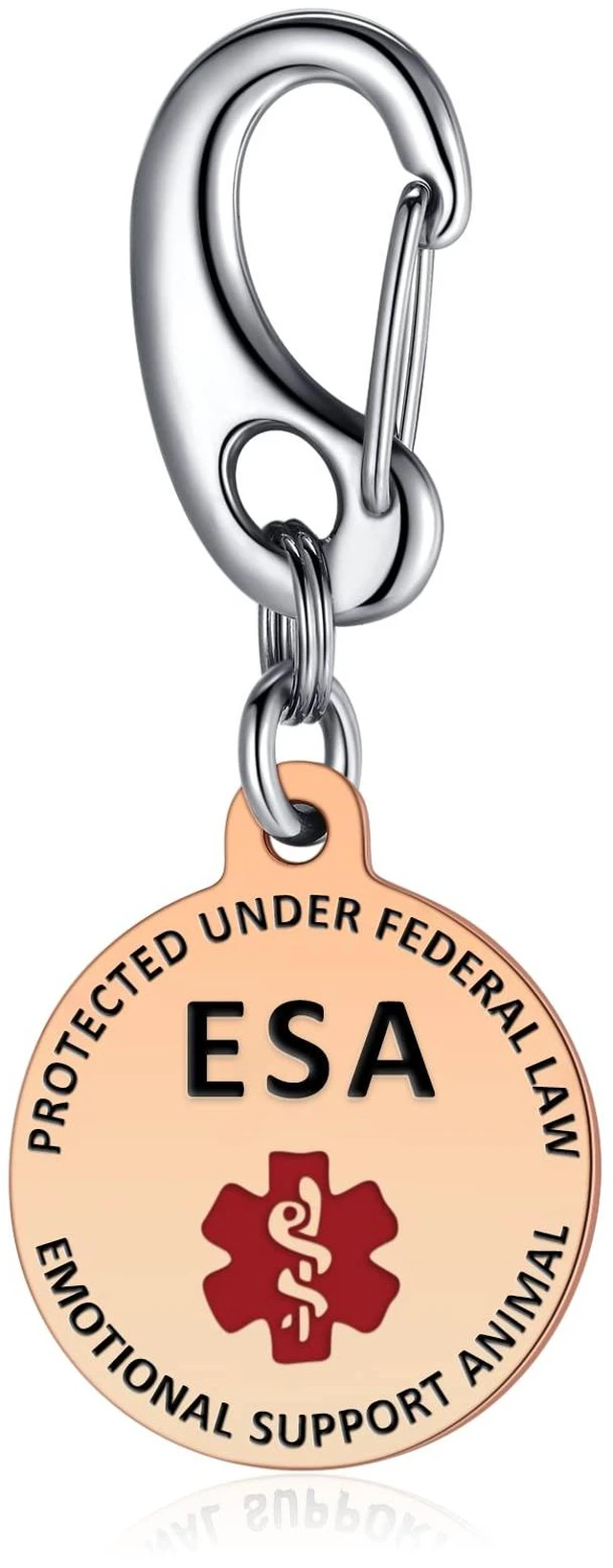 Main image of Professional Service Dog Identification Tag | Emotional Support Animal (ESA) Double-Sided ID | Red Medical Alert Symbol & Federal Law Text | Durable Stainless Steel Tag for Vest or Harness