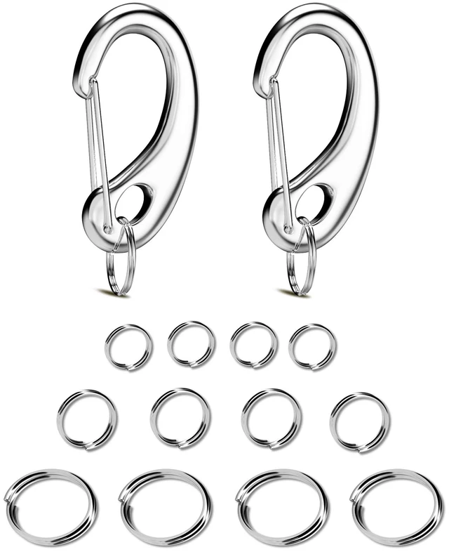 Main image of Pet Tag Quick Clip/Sping-Load Hook Combo for Pet ID Tags - 1 Per Standard/Medium/Large w/Pack of Split Rings