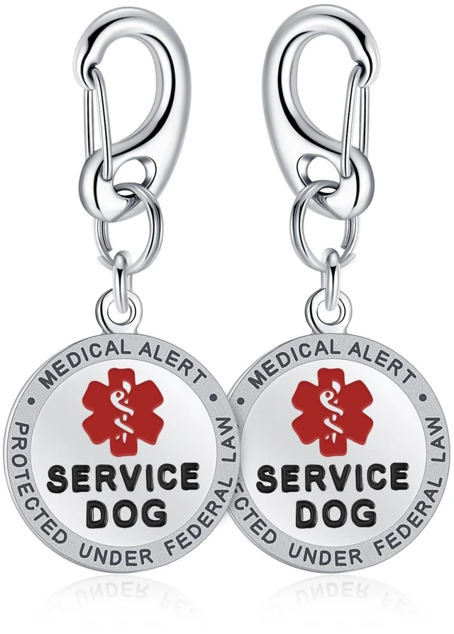 Main image of Professional Service Dog Identification Tag | Emotional Support Animal (ESA) Double-Sided ID | Red Medical Alert Symbol & Federal Law Text | Durable Stainless Steel Tag for Vest or Harness
