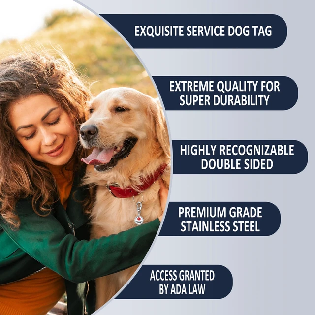 Alt view image 2 of 7 - Professional Service Dog Identification Tag | Emotional Support Animal (ESA) Double-Sided ID | Red Medical Alert Symbol & Federal Law Text | Durable Stainless Steel Tag for Vest or Harness