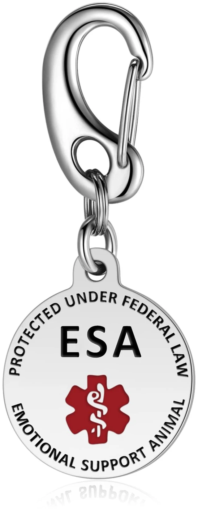 Main image of Professional Service Dog Identification Tag | Emotional Support Animal (ESA) Double-Sided ID | Red Medical Alert Symbol & Federal Law Text | Durable Stainless Steel Tag for Vest or Harness