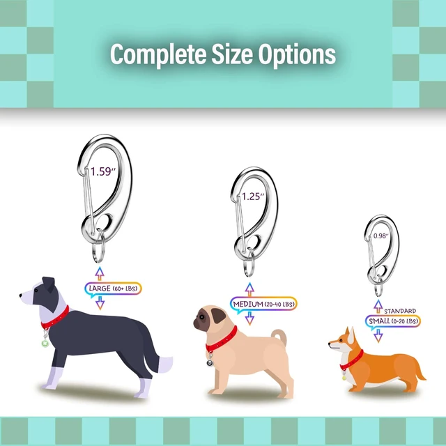 Alt view image 3 of 6 - Pet Tag Quick Clip/Sping-Load Hook Combo for Pet ID Tags - 1 Per Standard/Medium/Large