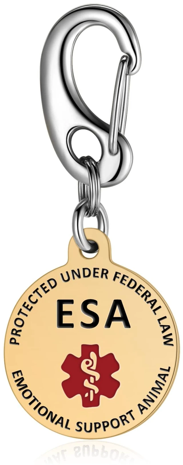 Main image of Professional Service Dog Identification Tag | Emotional Support Animal (ESA) Double-Sided ID | Red Medical Alert Symbol & Federal Law Text | Durable Stainless Steel Tag for Vest or Harness