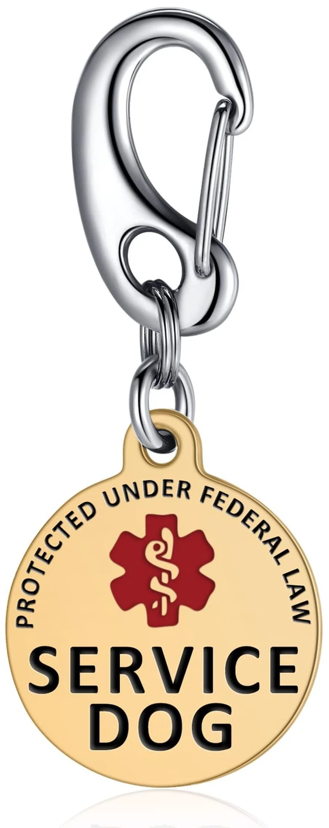 Main image of Professional Service Dog Identification Tag | Emotional Support Animal (ESA) Double-Sided ID | Red Medical Alert Symbol & Federal Law Text | Durable Stainless Steel Tag for Vest or Harness
