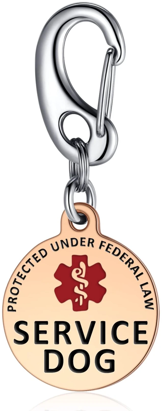Main image of Professional Service Dog Identification Tag | Emotional Support Animal (ESA) Double-Sided ID | Red Medical Alert Symbol & Federal Law Text | Durable Stainless Steel Tag for Vest or Harness