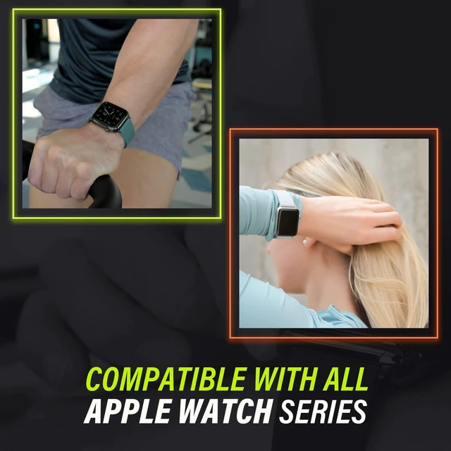 Alt view image 5 of 6 - Compatible with Apple Watch | Premium Soft Silicone Sport Stainless Steel Bands| Quick-Release Comfortable & Stylish| Replacement Rubber Watch Strap for All Series 41/40/38-MM