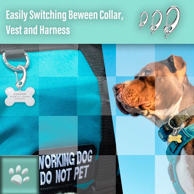 Alt view image 5 of 7 - Pet Tag Quick Clip Spring-load Hook Combo, Silver/2 Large