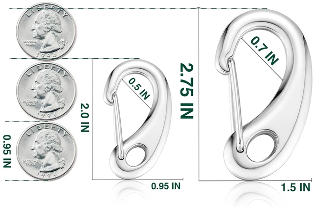 Alt view image 2 of 6 - STEEL HAWK 5-Piece Heavy Duty Stainless Steel Carabiner Set Cold Forged Snap Hooks Refined Mirror Finish & Rugged Durability Non-Snag Curved Edge Clips for Ropes, Hiking, and Everyday Carry
