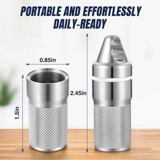 Alt view image 3 of 7 - Divoti Vault 316L Stainless Steel Nitroglycerin Keychain Case, Waterproof Pill Holder