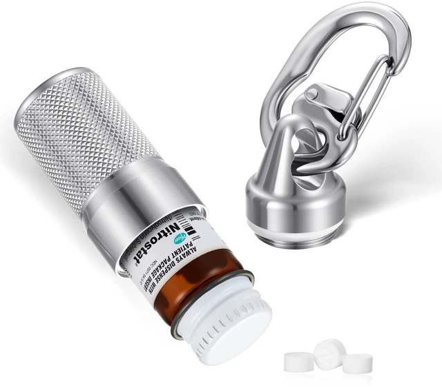 Main image of Divoti Vault 316L Stainless Steel Nitroglycerin Keychain Case, Waterproof Pill Holder