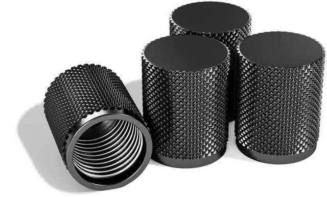 Main image of STEEL HAWK 316L Stainless Steel Tire Valve Stem Caps for Cars, Trucks, Motorcycles, 4-Pack - PVD Black