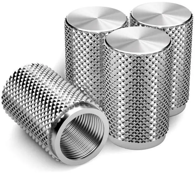Main image of STEEL HAWK 316L Stainless Steel Tire Valve Stem Caps for Cars, Trucks, Motorcycles, 4-Pack - Silver Extended
