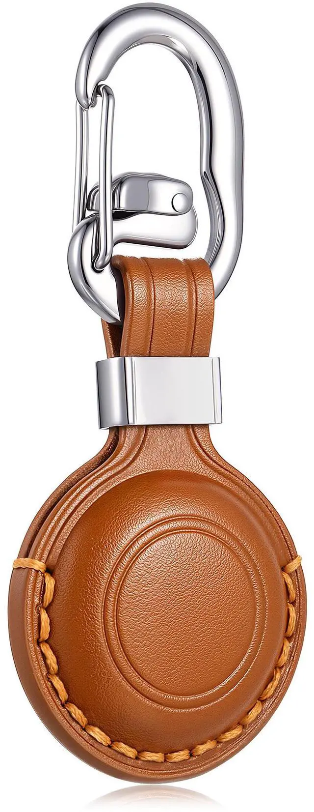 Main image of BISONDALE Apple AirTag Tracker Protective Case Keychain, Full Grain Leather Clip - Brown
