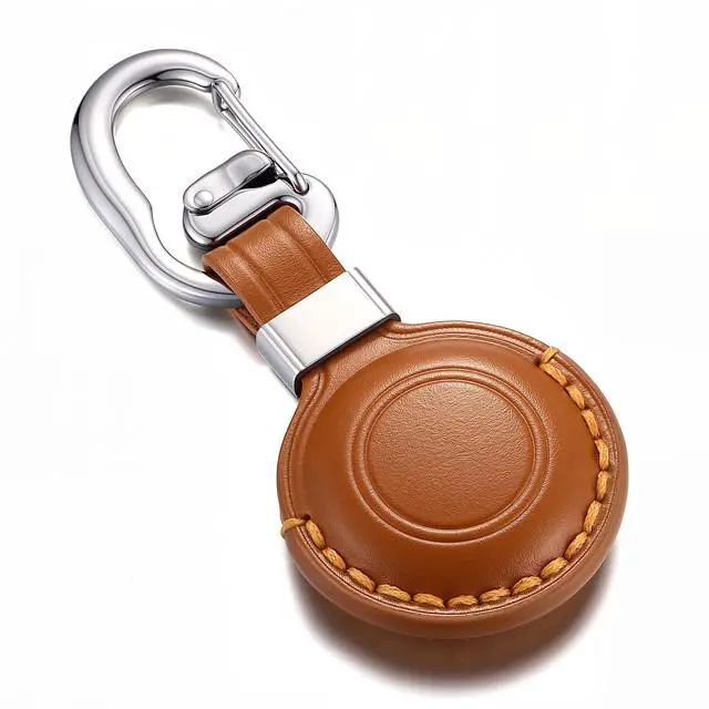 Alt view image 2 of 7 - BISONDALE Apple AirTag Tracker Protective Case Keychain, Full Grain Leather Clip - Brown