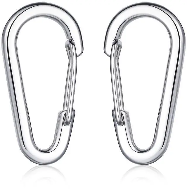 Main image of STEEL HAWK 2.5" 304 Stainless Steel Wire Gate Carabiner Clips, Spring Snap Hooks