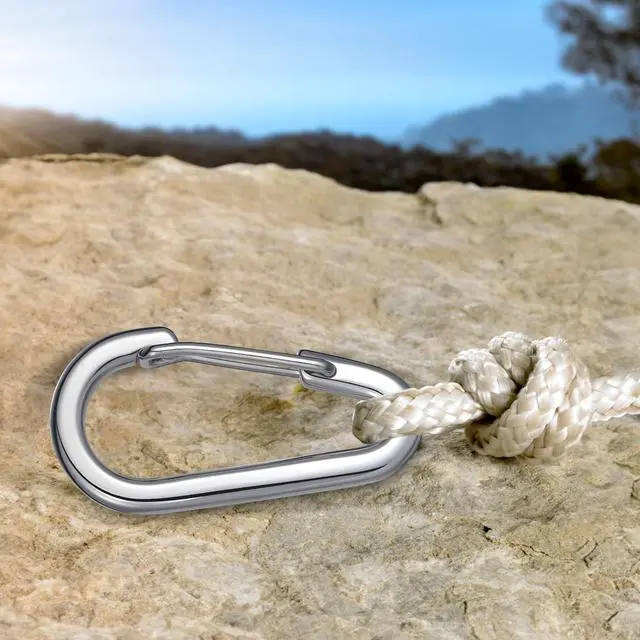 Alt view image 7 of 7 - STEEL HAWK 2.5" 304 Stainless Steel Wire Gate Carabiner Clips, Spring Snap Hooks